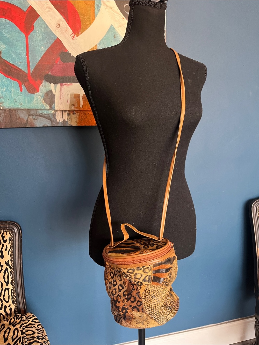 Textured Animal Print Crossbody Bag
